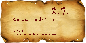 Karsay Terézia névjegykártya